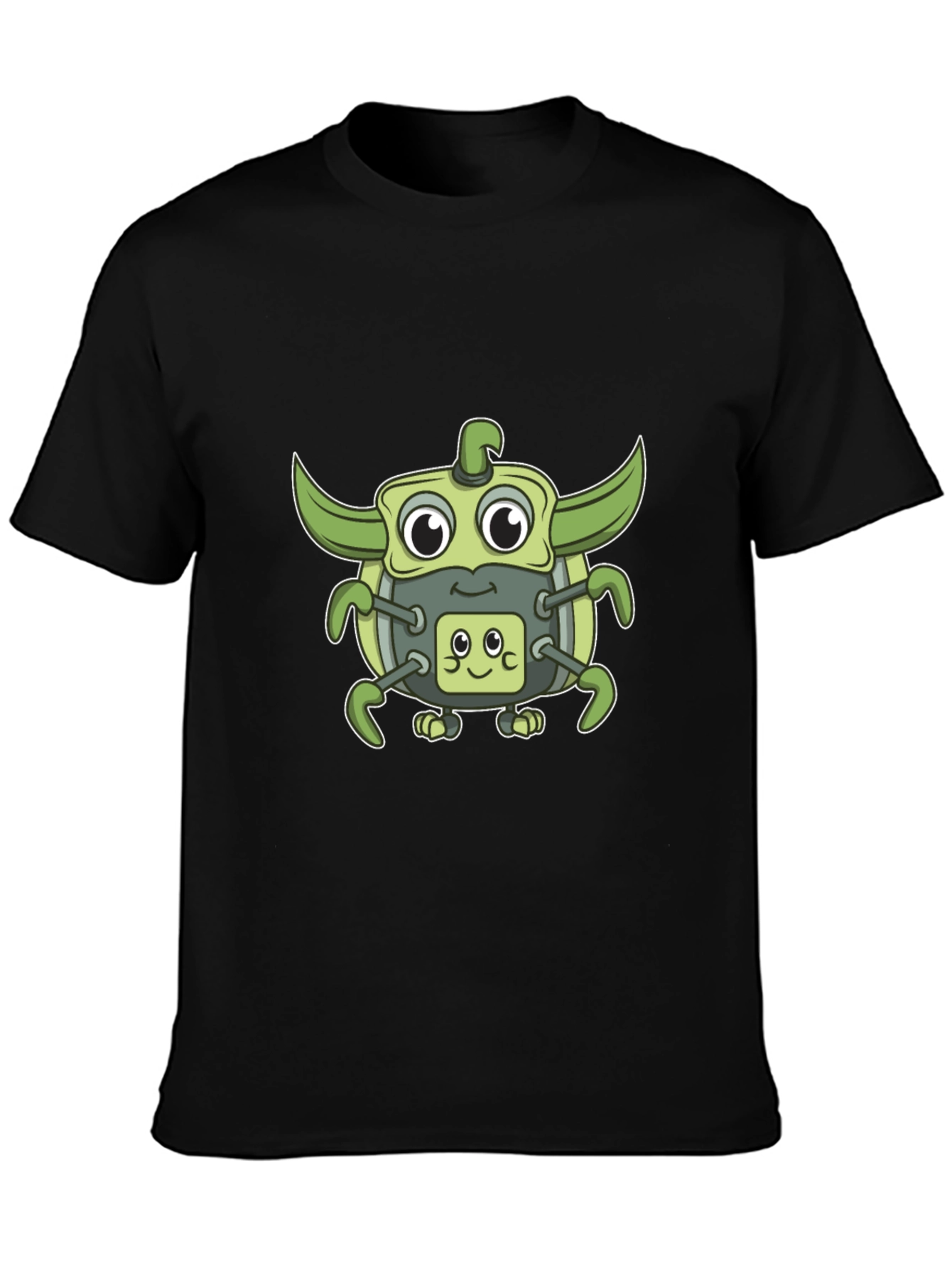 Cute Green Robot Graphic T-Shirt