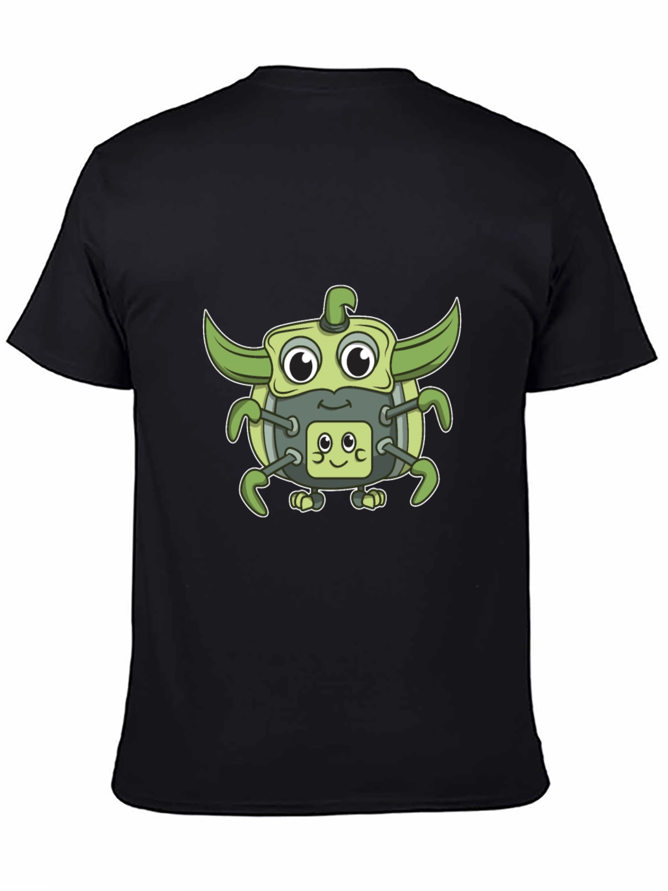 Cute Green Robot Graphic T-Shirt