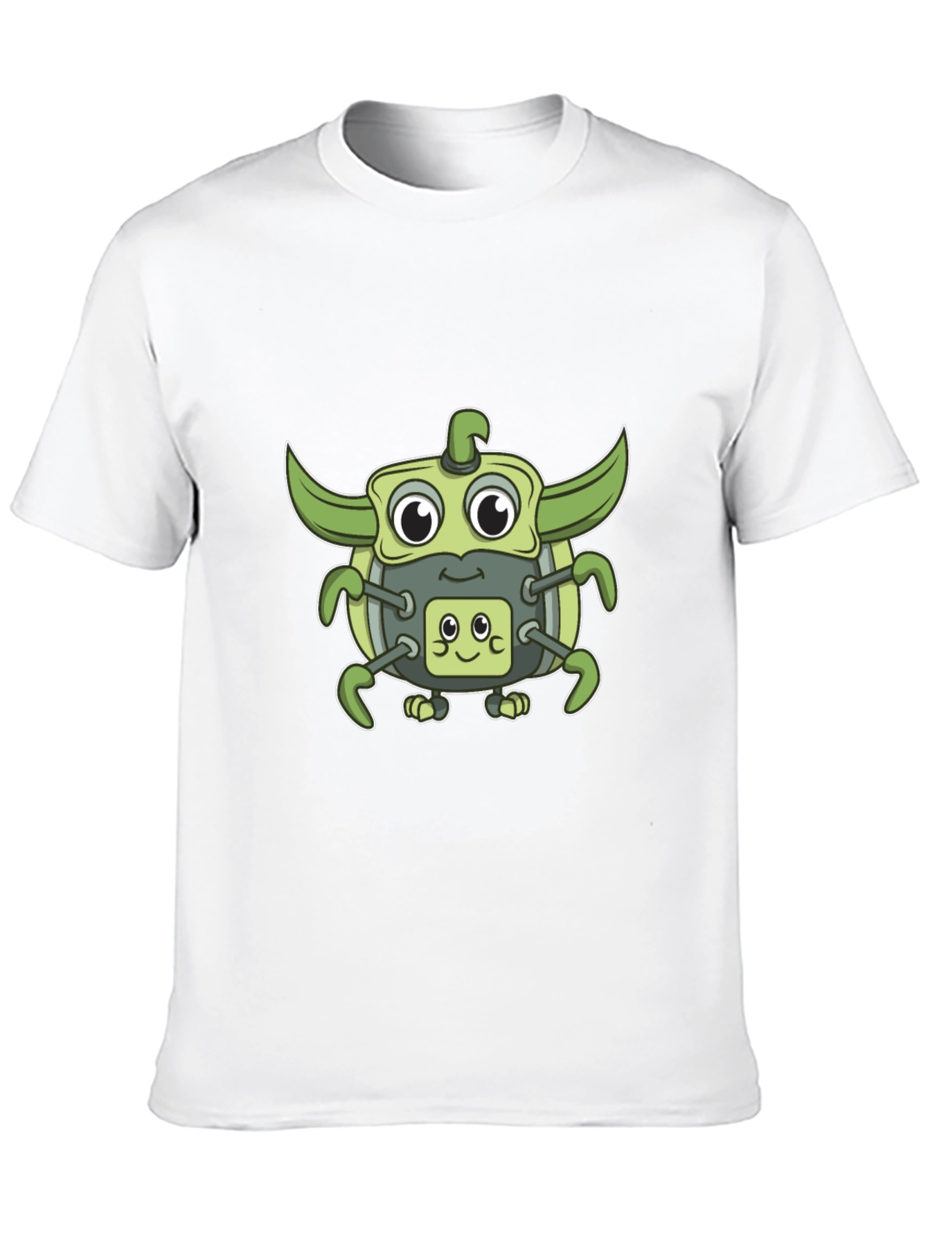 Cute Green Robot Graphic T-Shirt