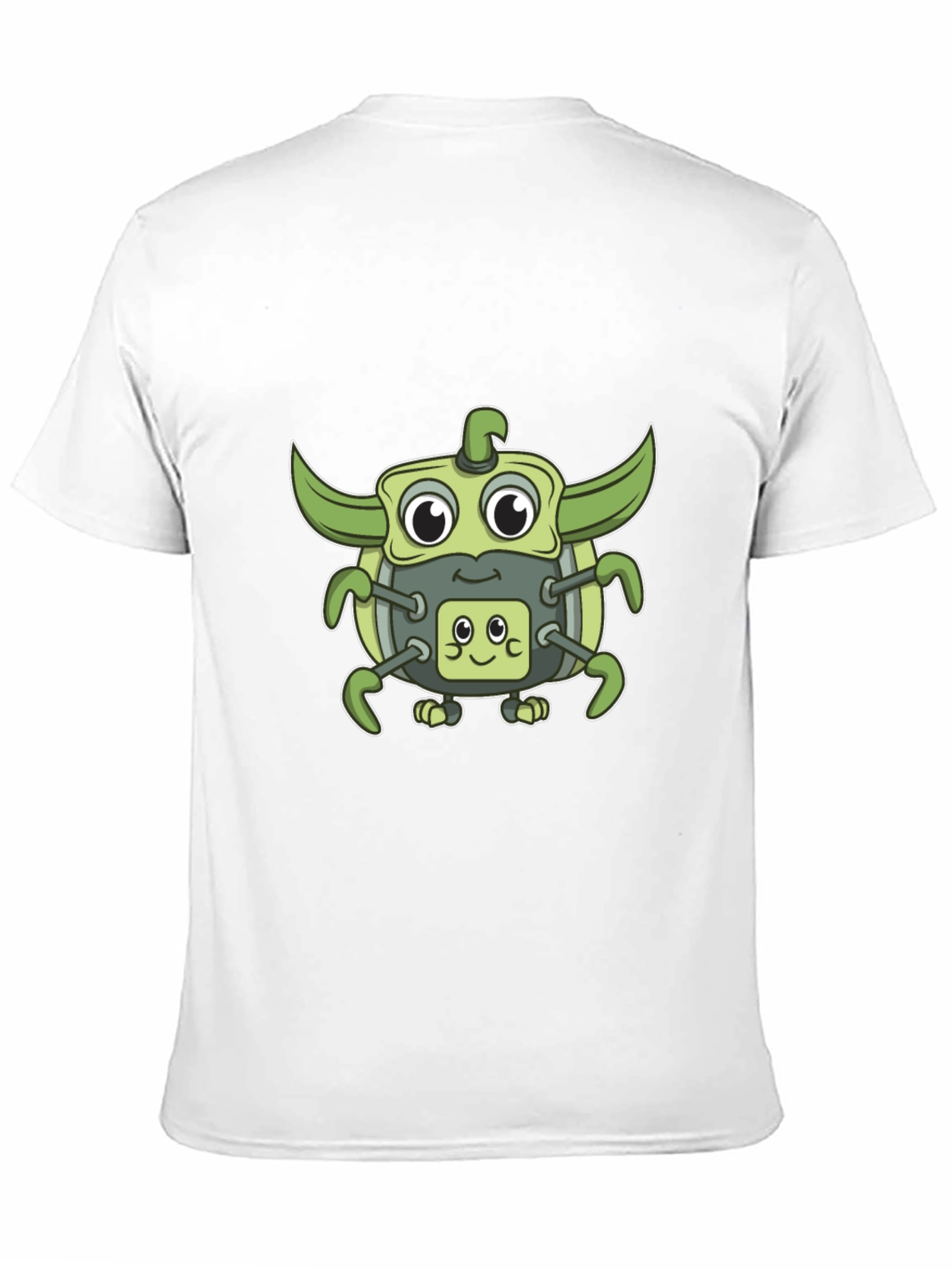 Cute Green Robot Graphic T-Shirt