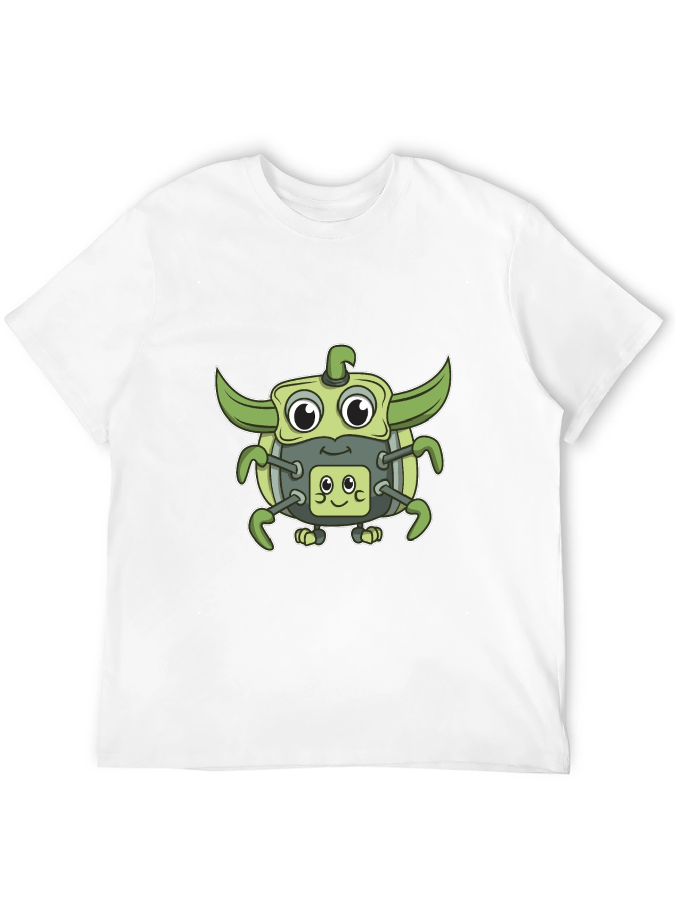 Cute Green Robot Graphic T-Shirt