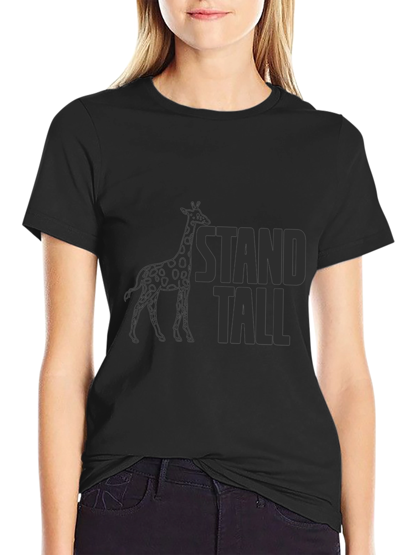 Stand Tall Giraffe Graphic Tee - Black