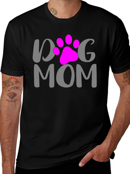 Dog Mom T-Shirt with Paw Print - Stylish & Comfy