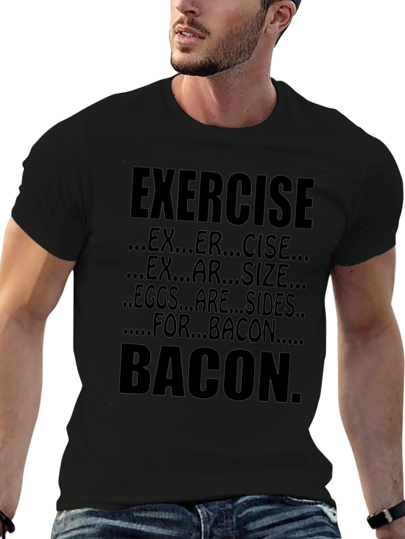 Exercise Bacon T-Shirt Funny Foodie Tee