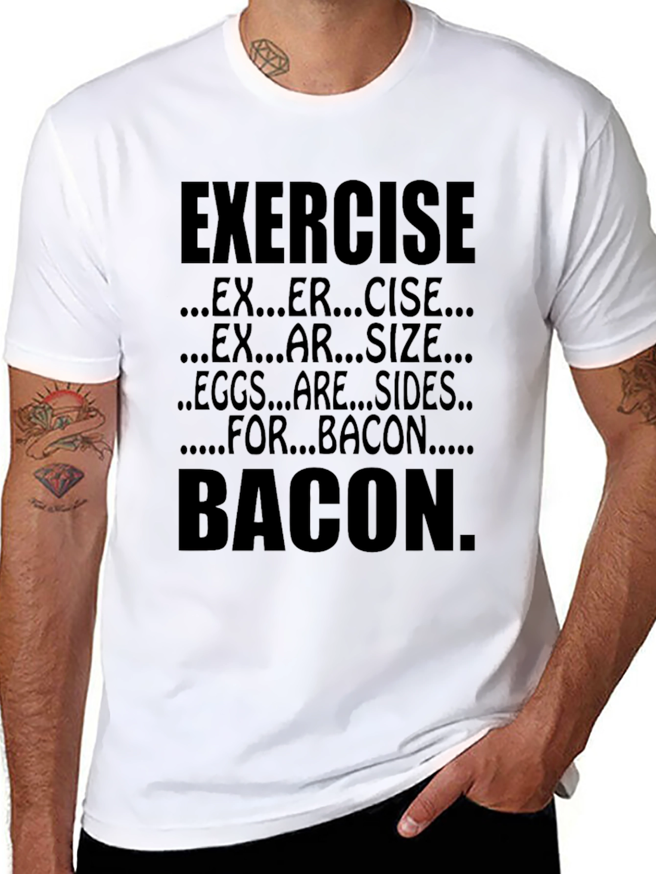 Exercise Bacon T-Shirt Funny Foodie Tee