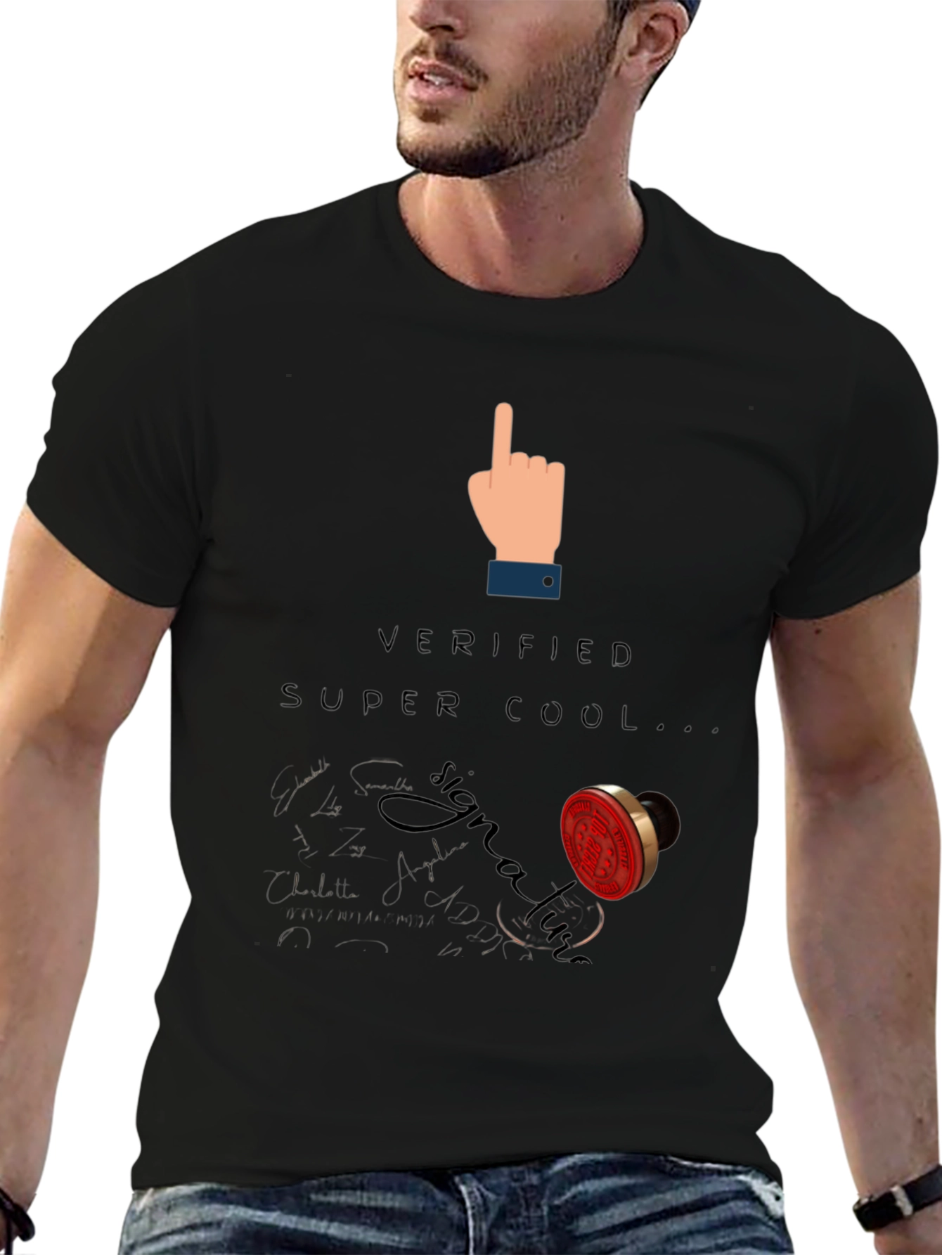 Verified Super Cool Signature Black T-Shirt