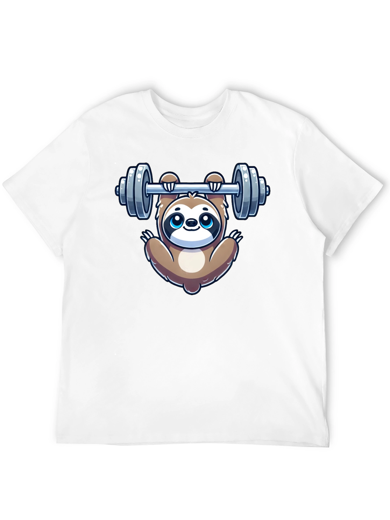 Sloth Lifting Weights Graphic Tee - Gym Humor