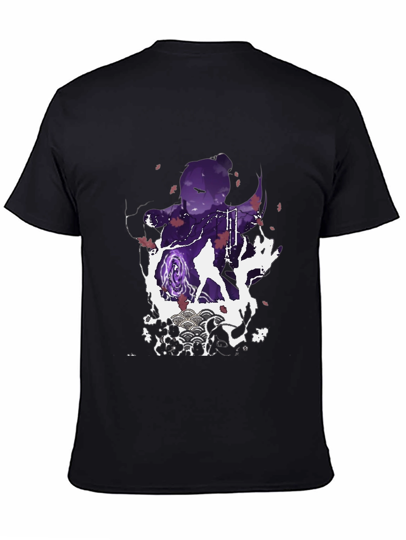 Anime Silhouette Graphic Print Mens Black T-Shirt