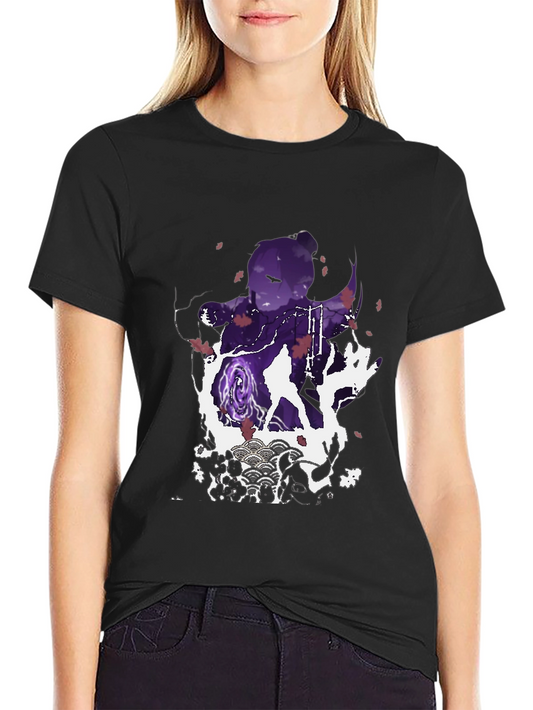 Anime Silhouette Graphic Print Mens Black T-Shirt