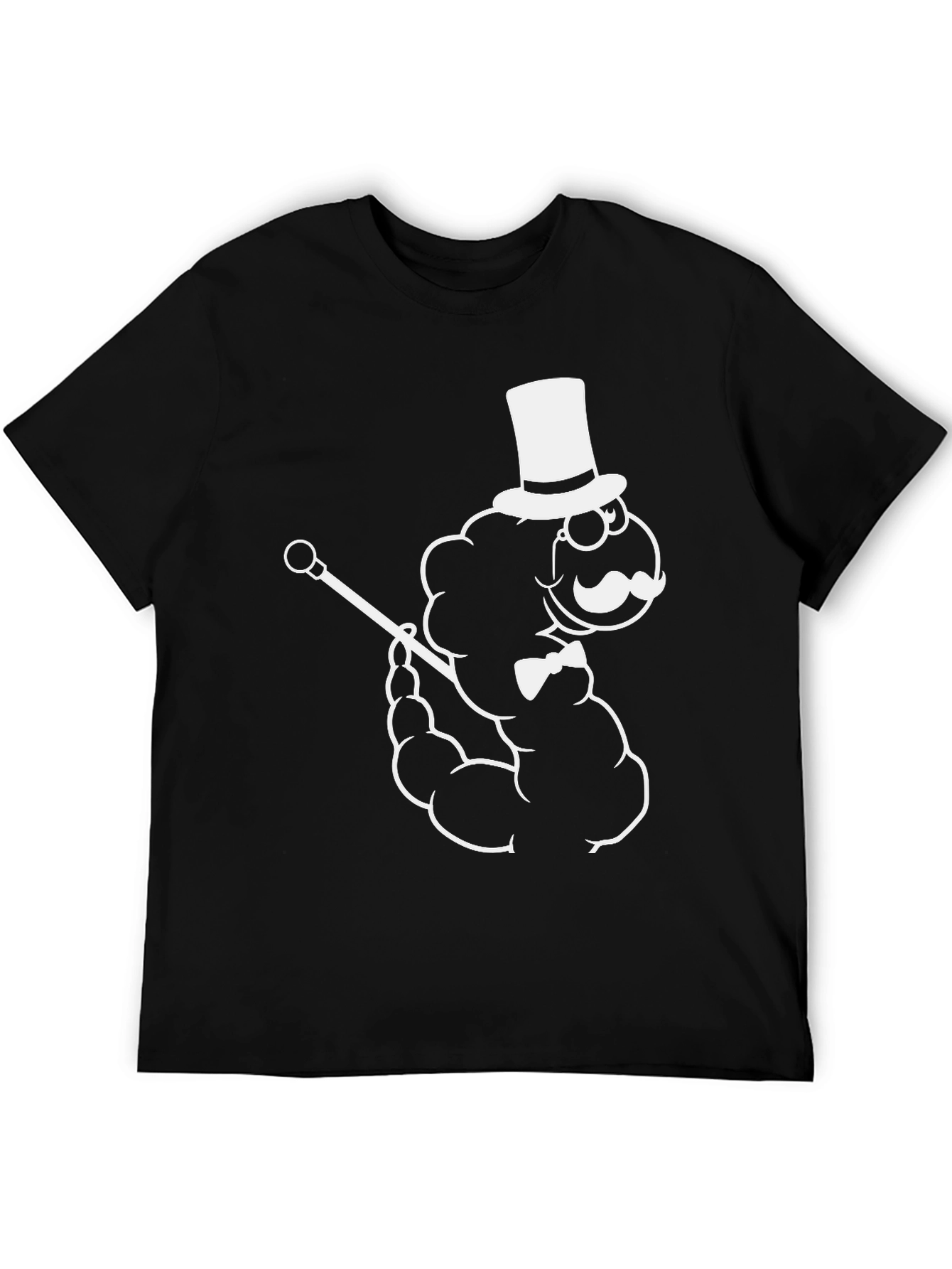 Cartoon Cloud Gentleman Black T-Shirt