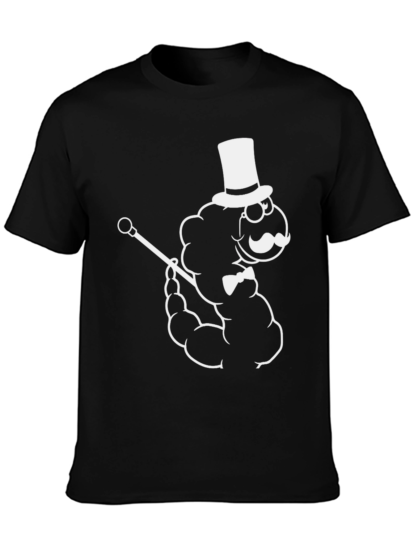 Cartoon Cloud Gentleman Black T-Shirt