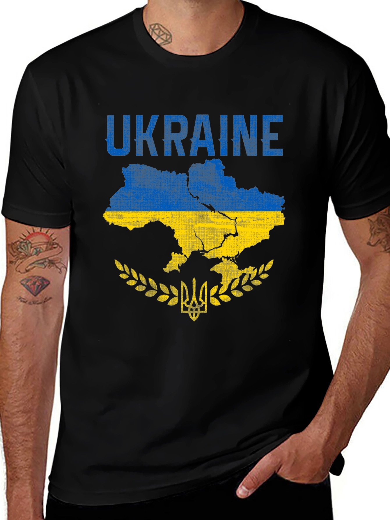 Ukraine Flag Map T-Shirt Patriotic Design