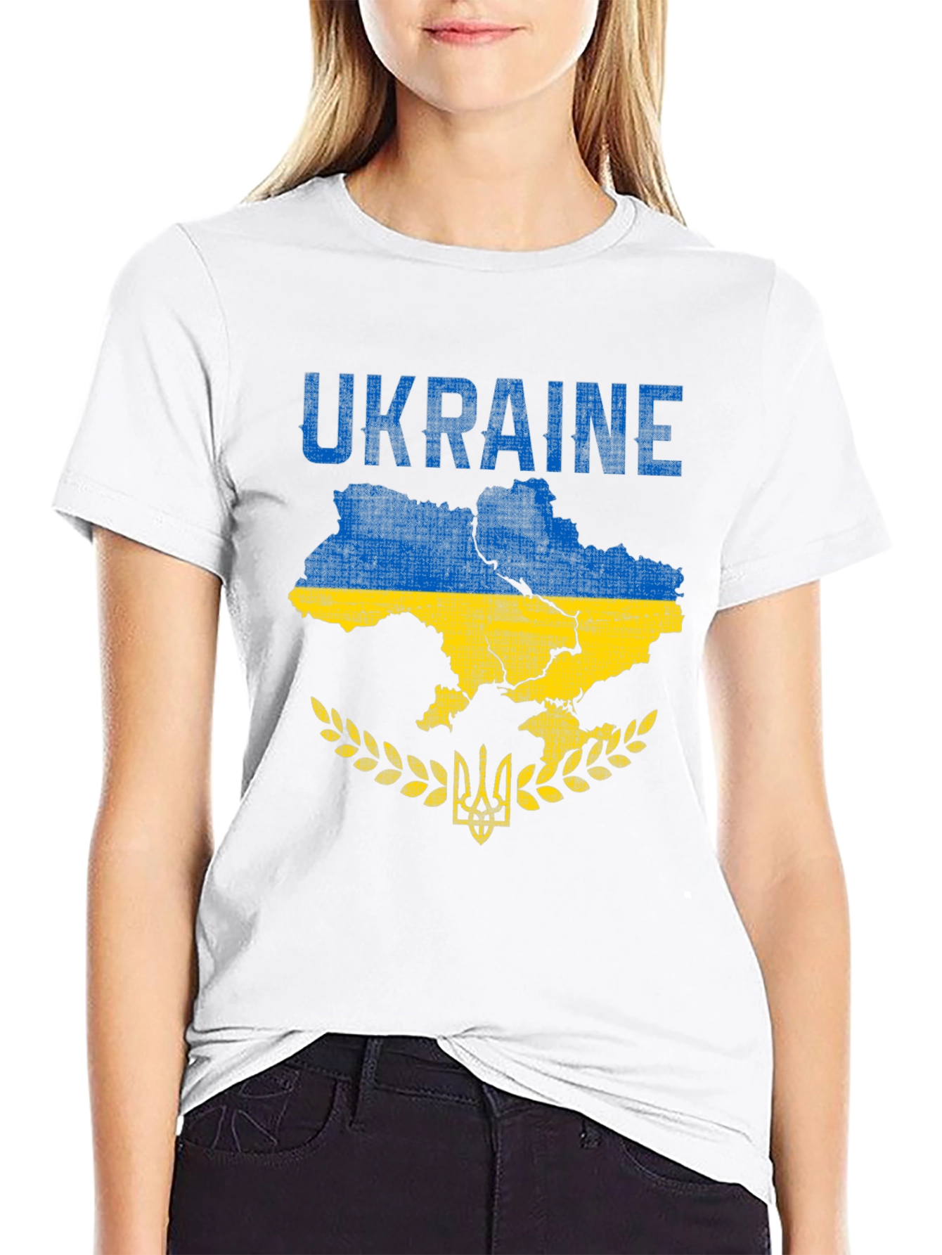 Ukraine Flag Map T-Shirt Patriotic Design