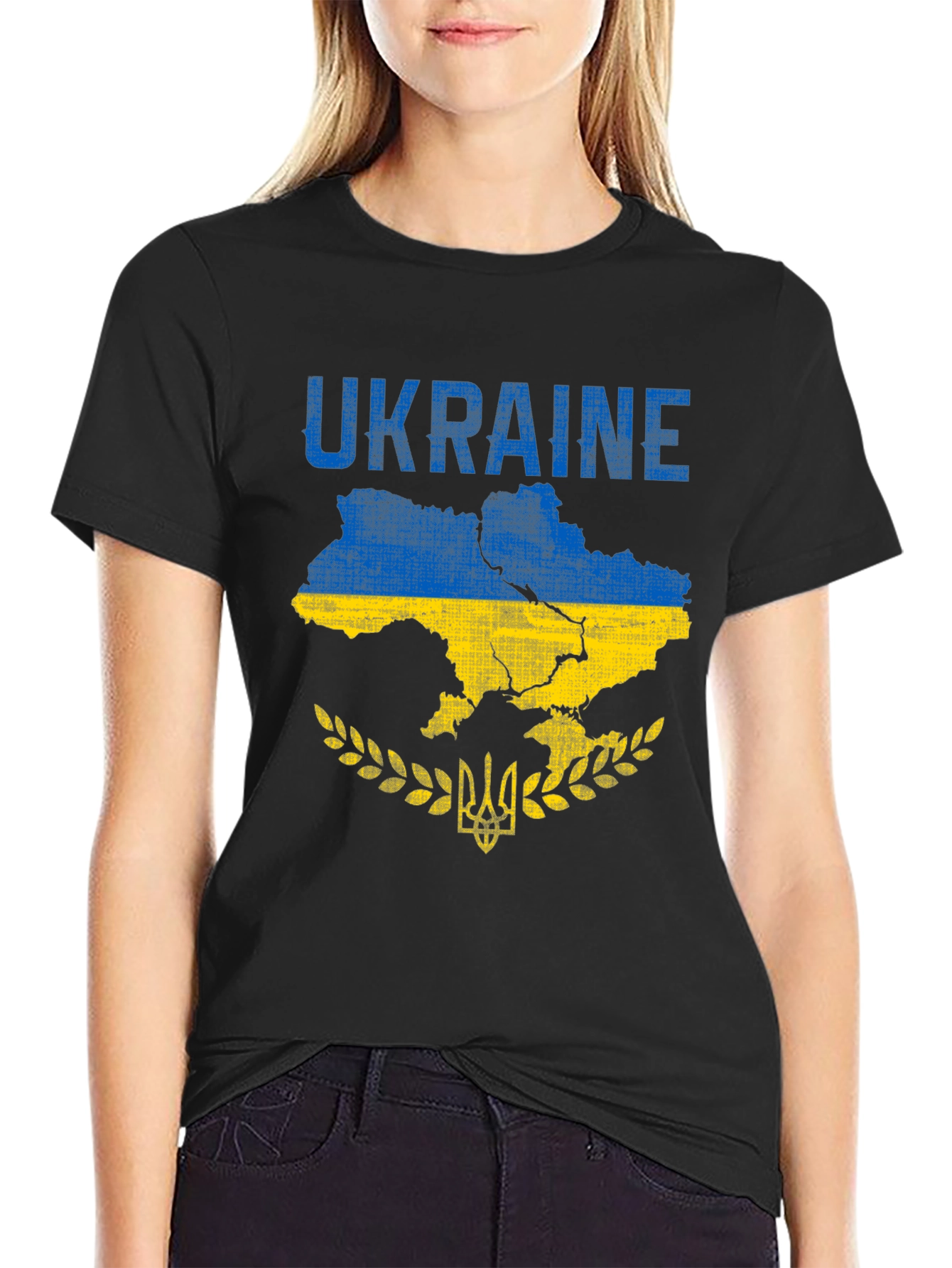 Ukraine Flag Map T-Shirt Patriotic Design