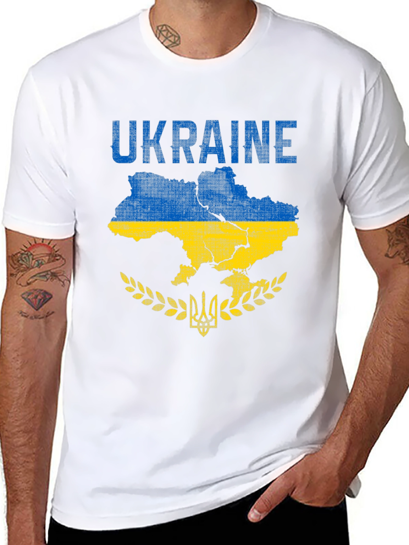 Ukraine Flag Map T-Shirt Patriotic Design