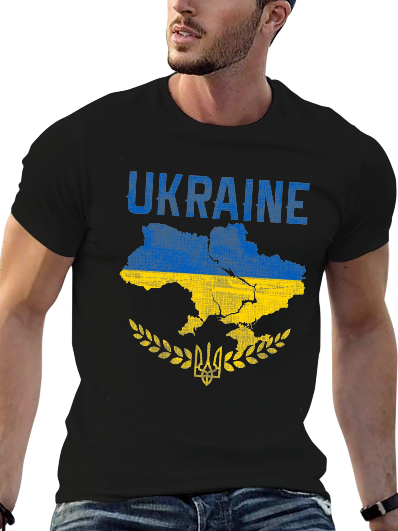Ukraine Flag Map T-Shirt Patriotic Design