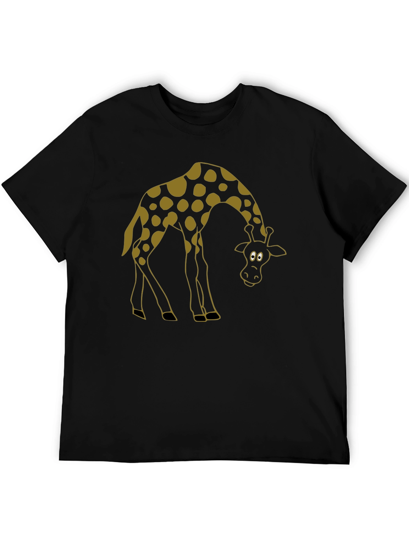 Giraffe Cartoon Graphic Tee - Mens Black T-Shirt