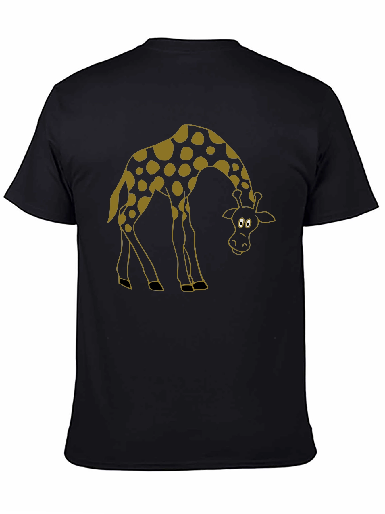 Giraffe Cartoon Graphic Tee - Mens Black T-Shirt