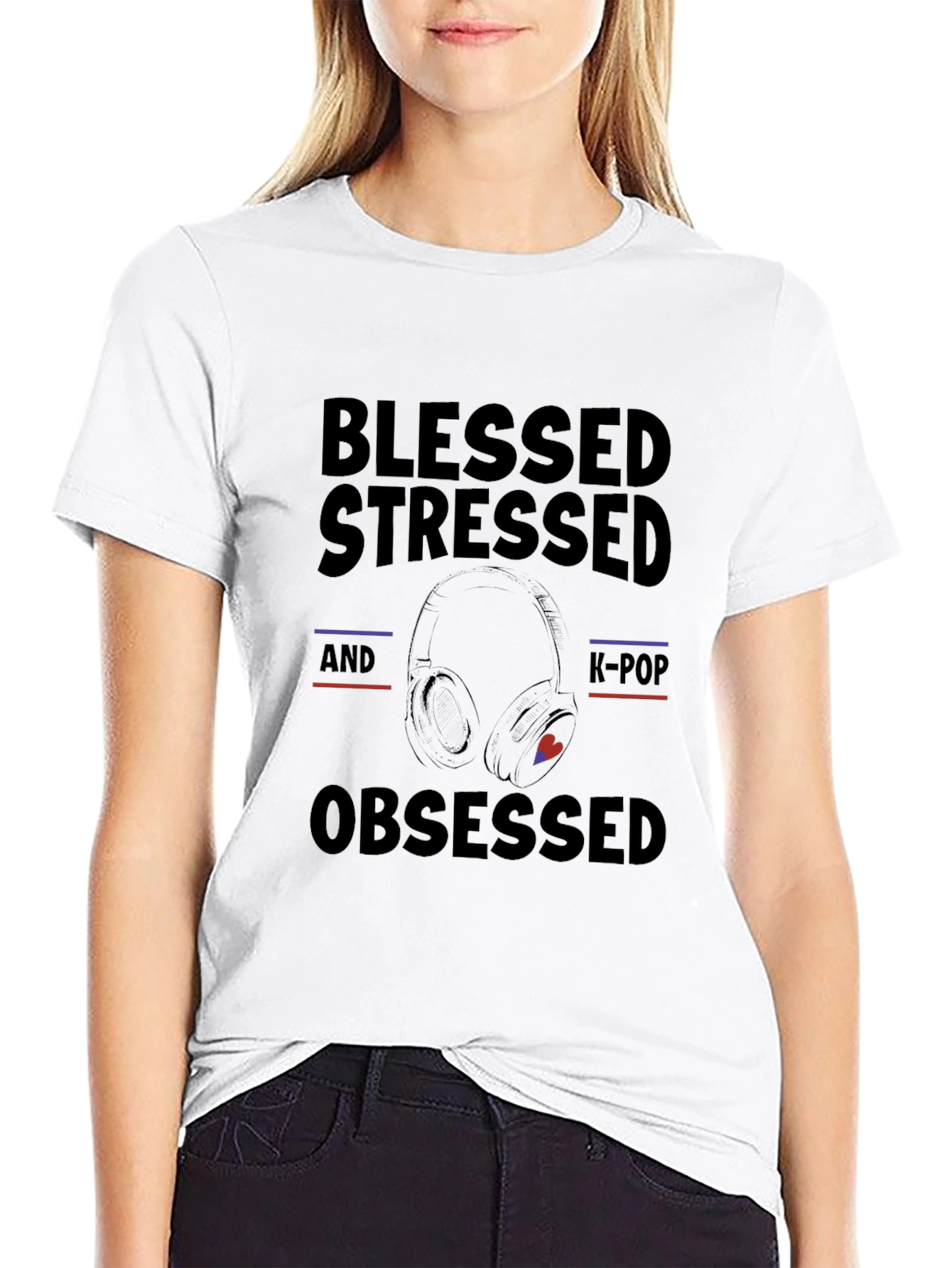 Blessed Stressed K-Pop Obsessed Graphic Tee
