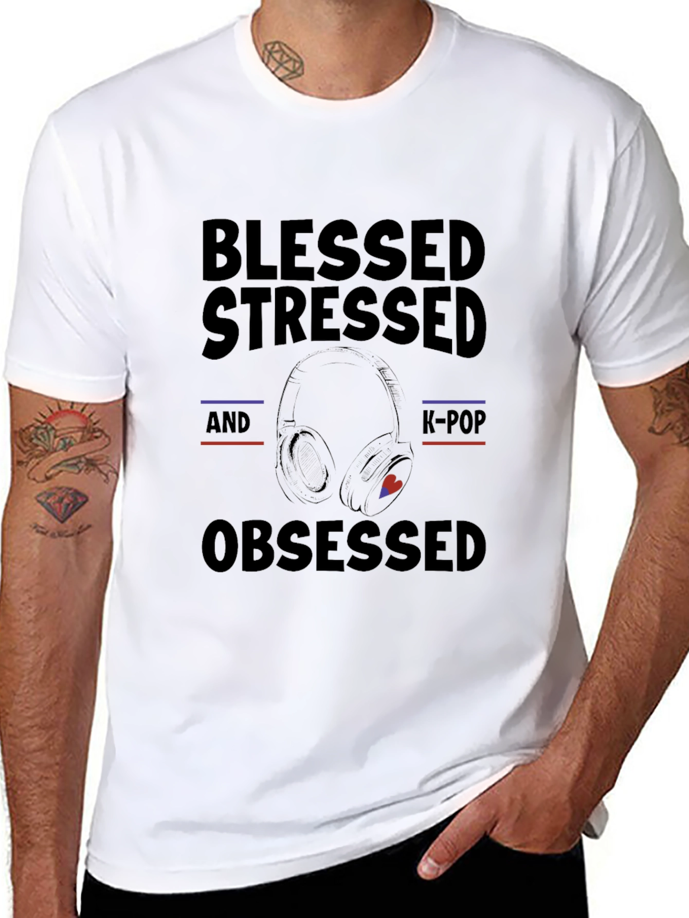 Blessed Stressed K-Pop Obsessed Graphic Tee