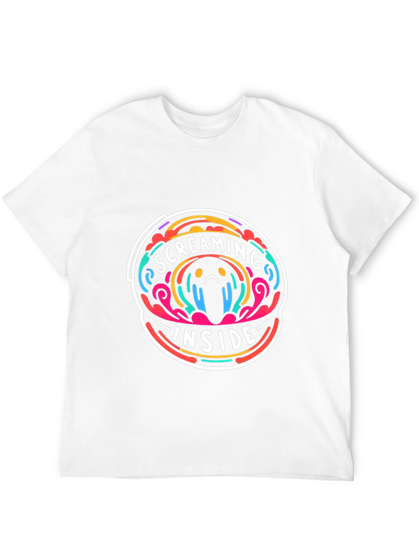 Screaming Inside Graphic Tee - Trendy Crew Neck Shirt