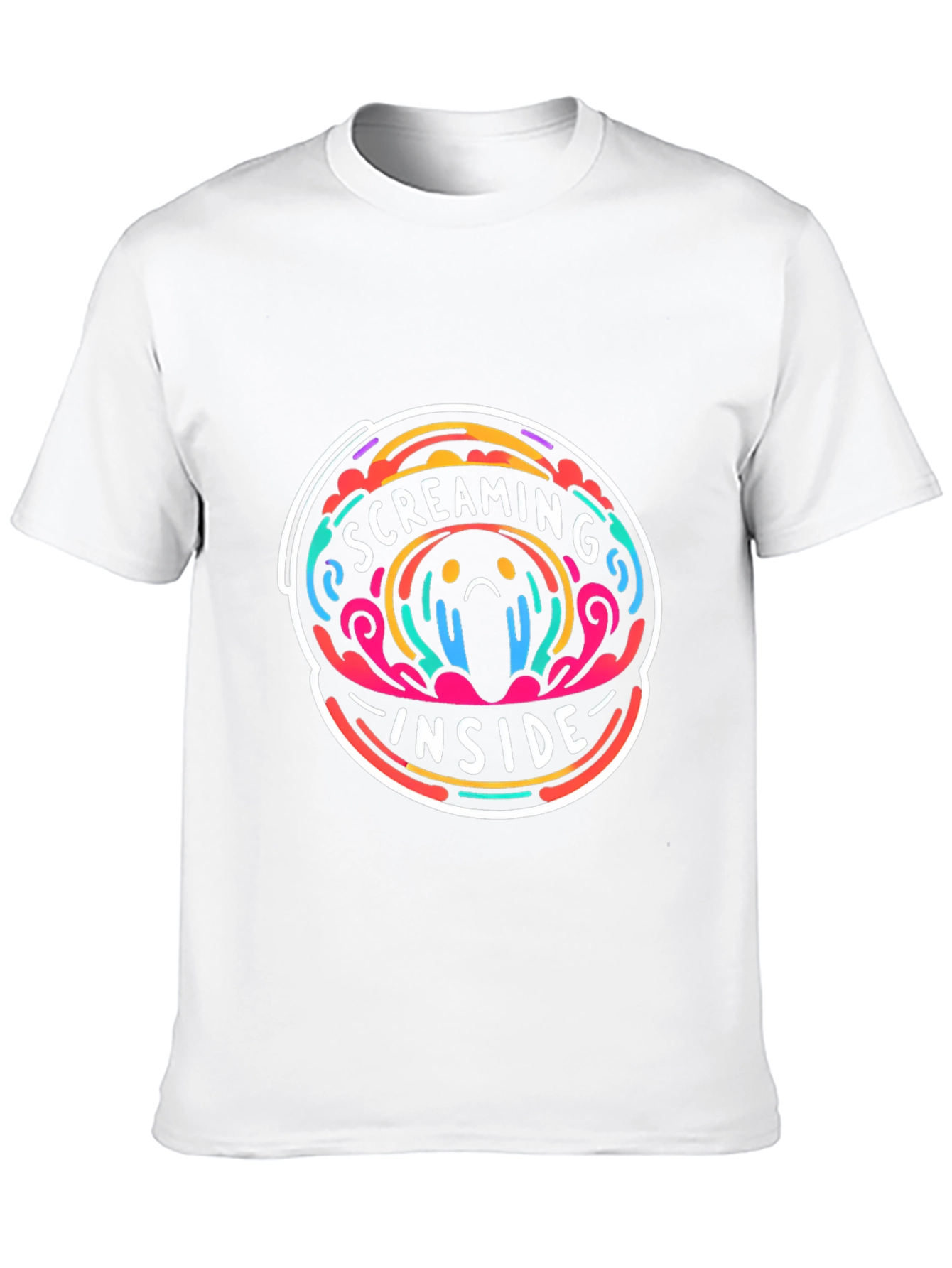 Screaming Inside Graphic Tee - Trendy Crew Neck Shirt