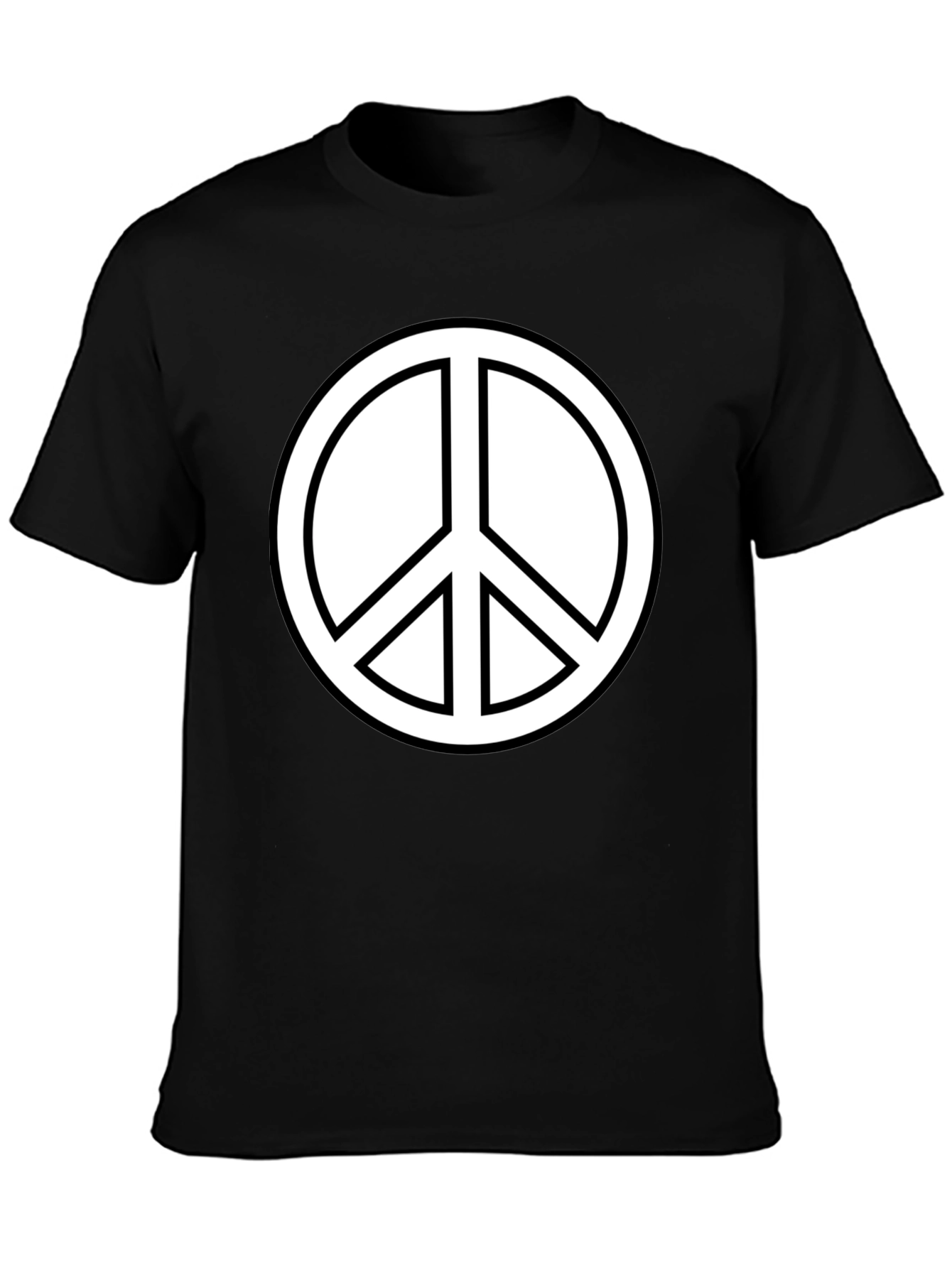 Peace Sign Graphic Tee - Black Crew Neck