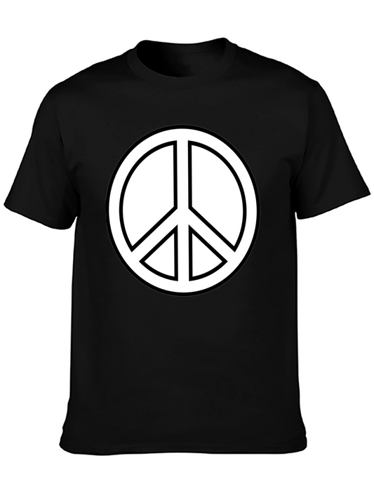 Peace Sign Graphic Tee - Black Crew Neck