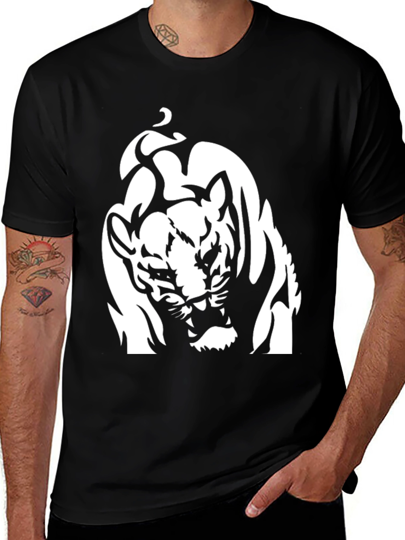 Black Graphic Tee - Roaring Tiger Design