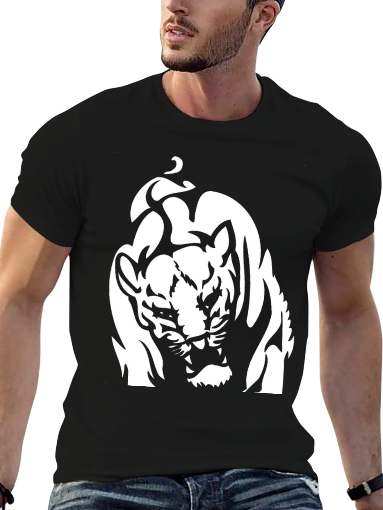 Black Graphic Tee - Roaring Tiger Design