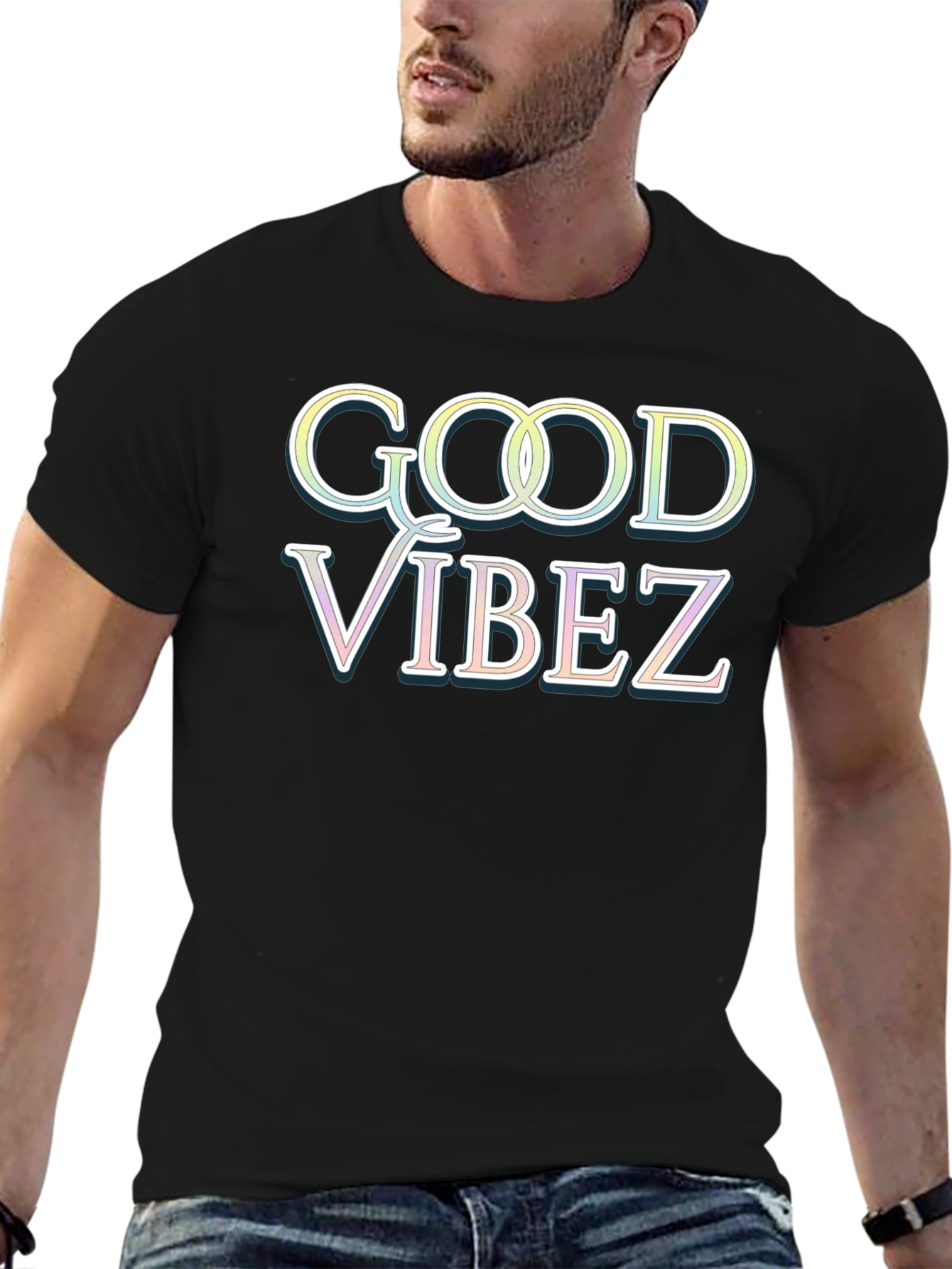 Good Vibez Black T-Shirt - Trendy Graphic Tee