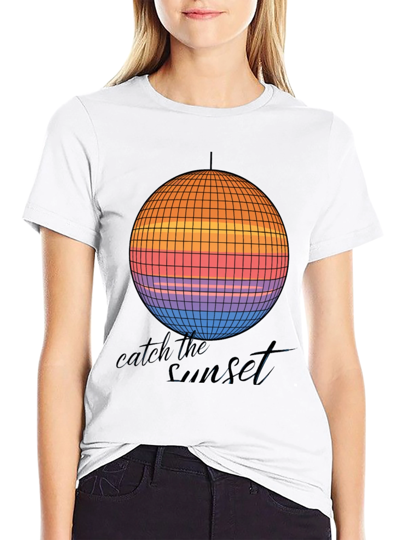 Catch the Sunset Retro Disco Ball Graphic Tee