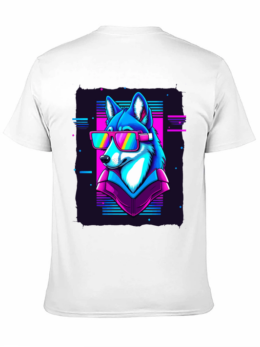 Retro Wolf T-Shirt - Neon Colors - Unique Graphic Tee