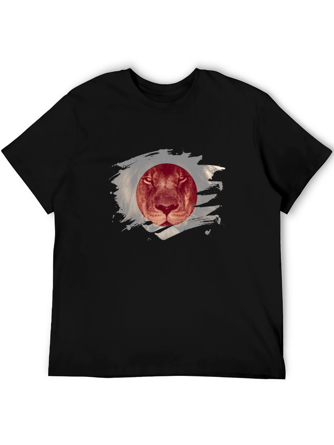 Lion Japan Flag Graphic Tee - Cool Design