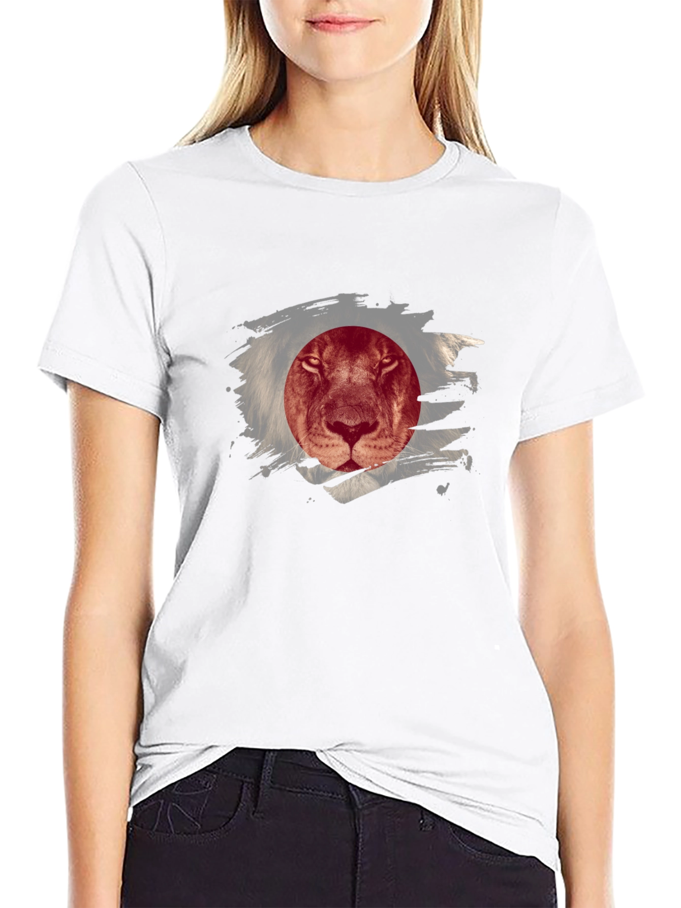 Lion Japan Flag Graphic Tee - Cool Design