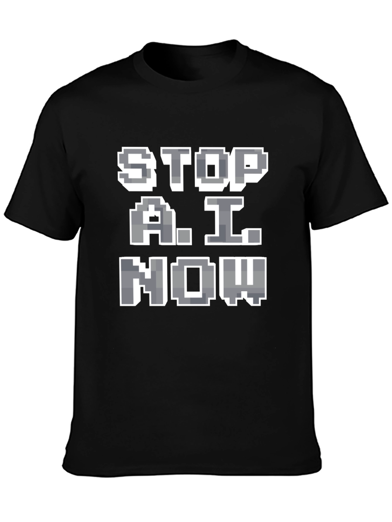 Stop A.I. Now Graphic Tee - Pixelated Protest