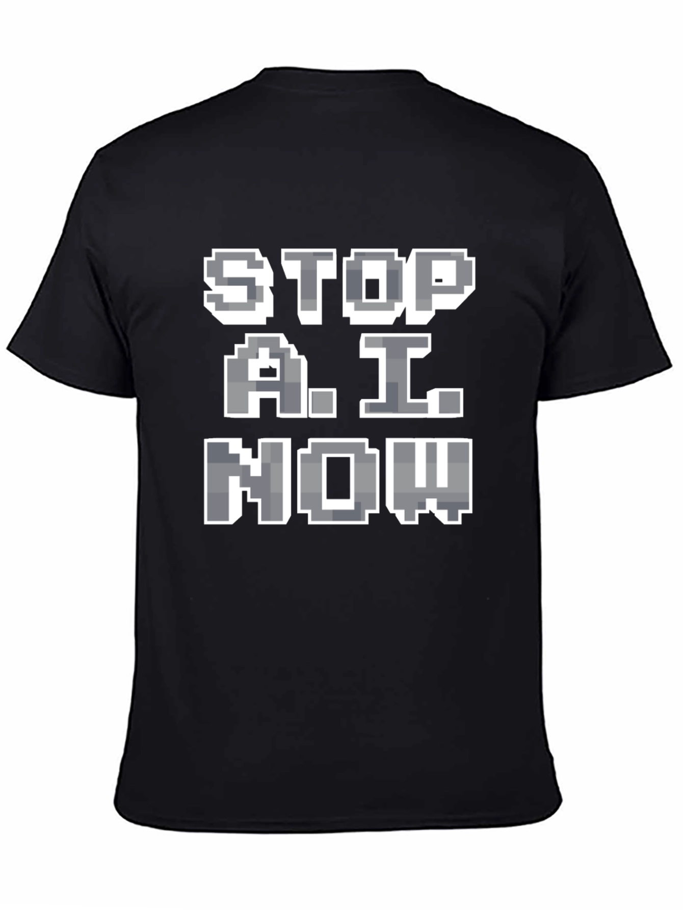 Stop A.I. Now Graphic Tee - Pixelated Protest