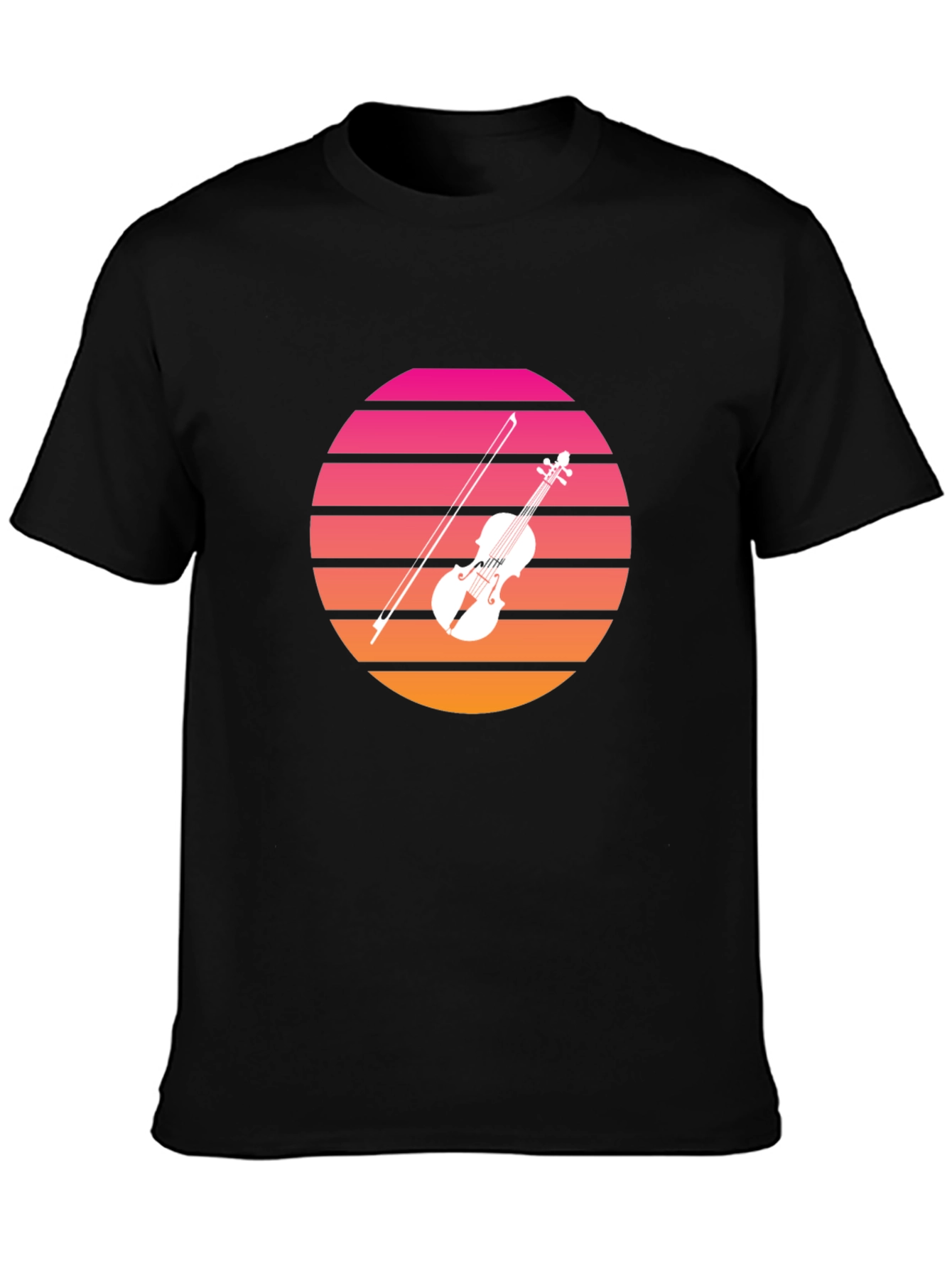 Retro Sunset Violin Graphic T-Shirt