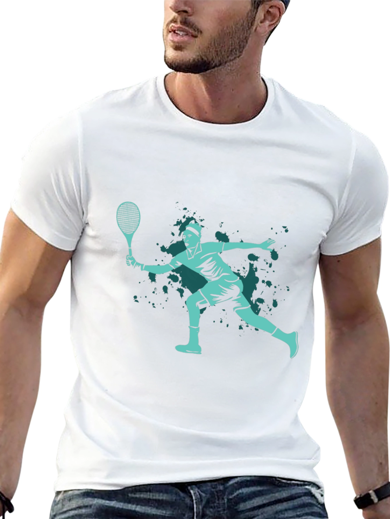 Tennis Player Graphic Tee - Black