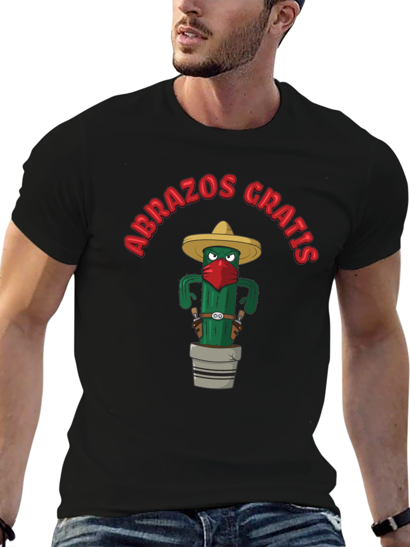 Abrazos Gratis Cactus Graphic Tee - Funny Novelty Shirt