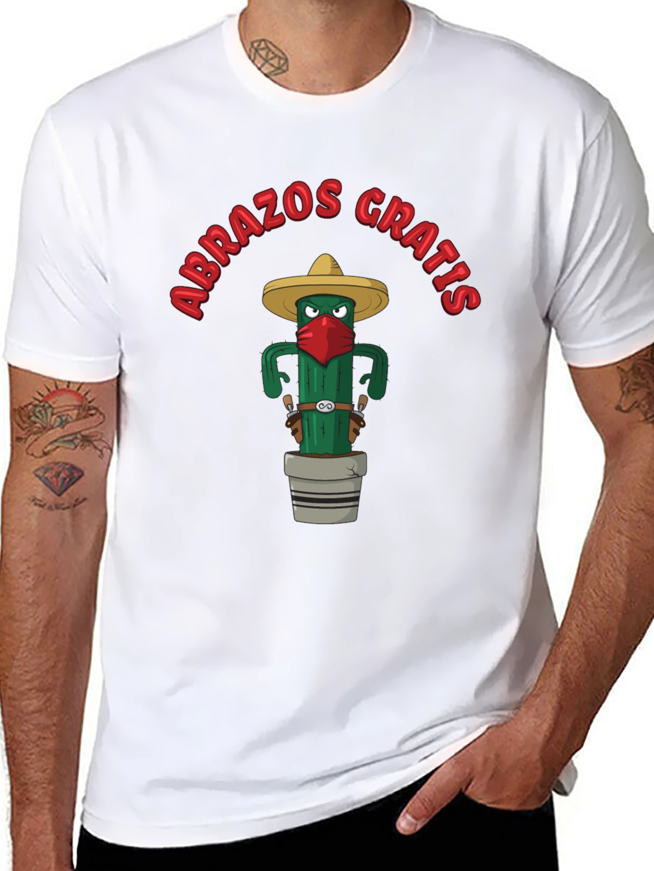 Abrazos Gratis Cactus Graphic Tee - Funny Novelty Shirt