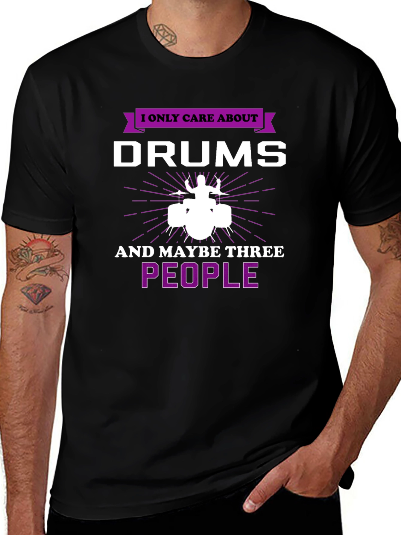 Drummers Tee: I Only Care About Drums Graphic T-Shirt