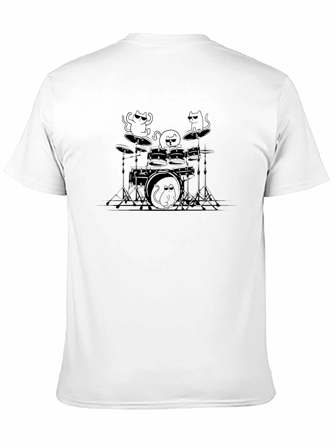 Cat Band Drummer T-Shirt - Black