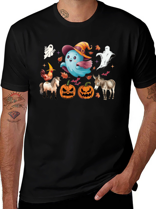 Halloween T-Shirt with Ghost Pumpkins & Animals