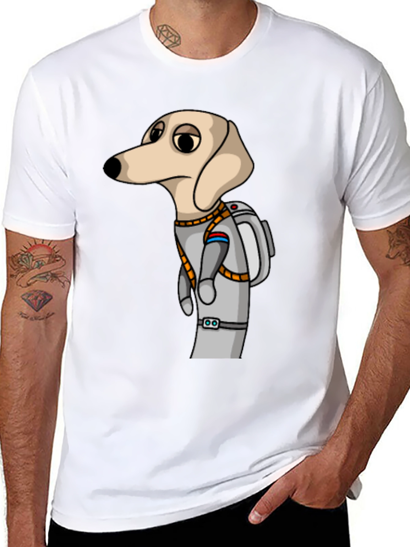 Dog Astronaut Graphic Tee - Unisex Black T-Shirt