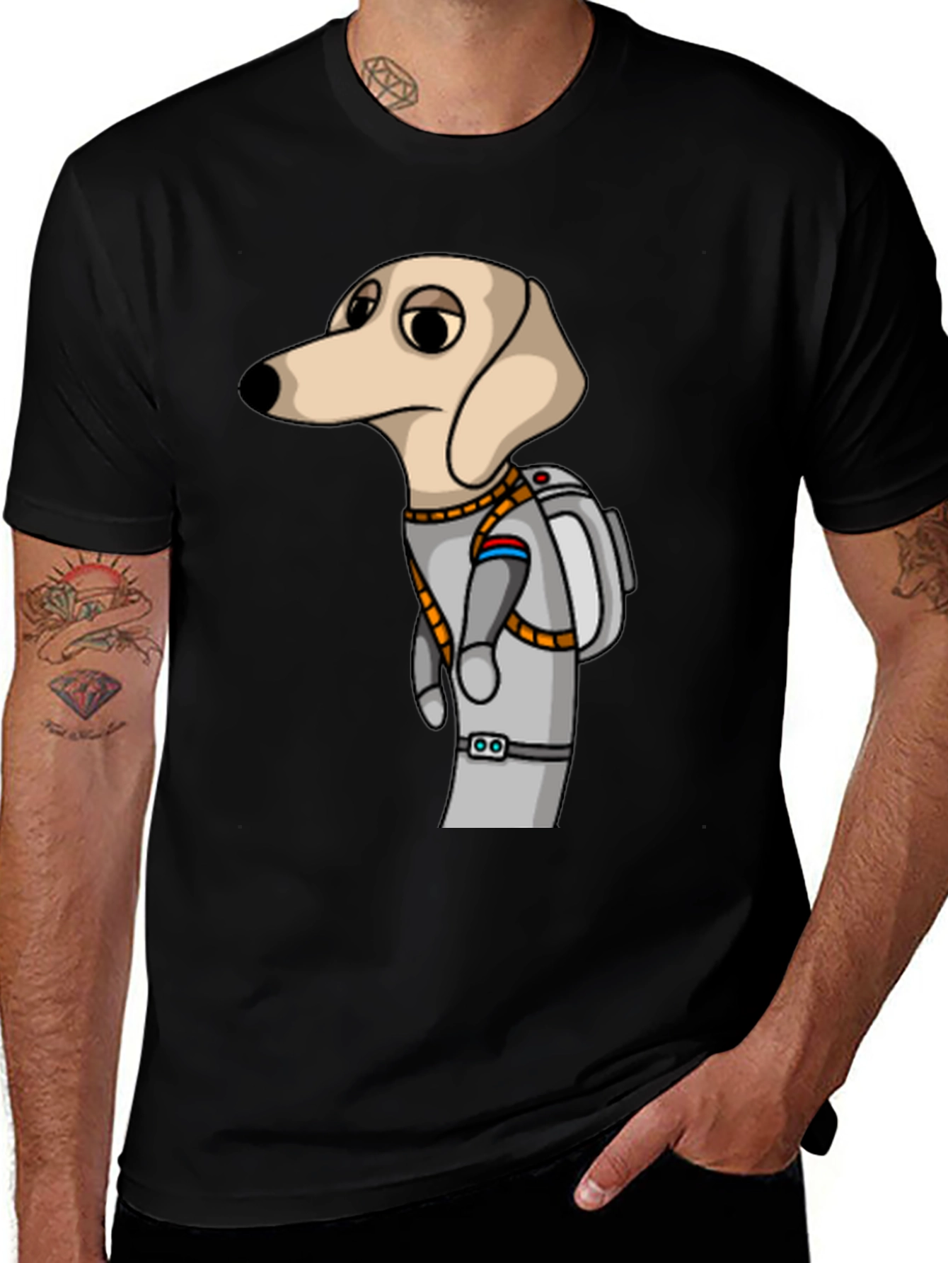 Dog Astronaut Graphic Tee - Unisex Black T-Shirt