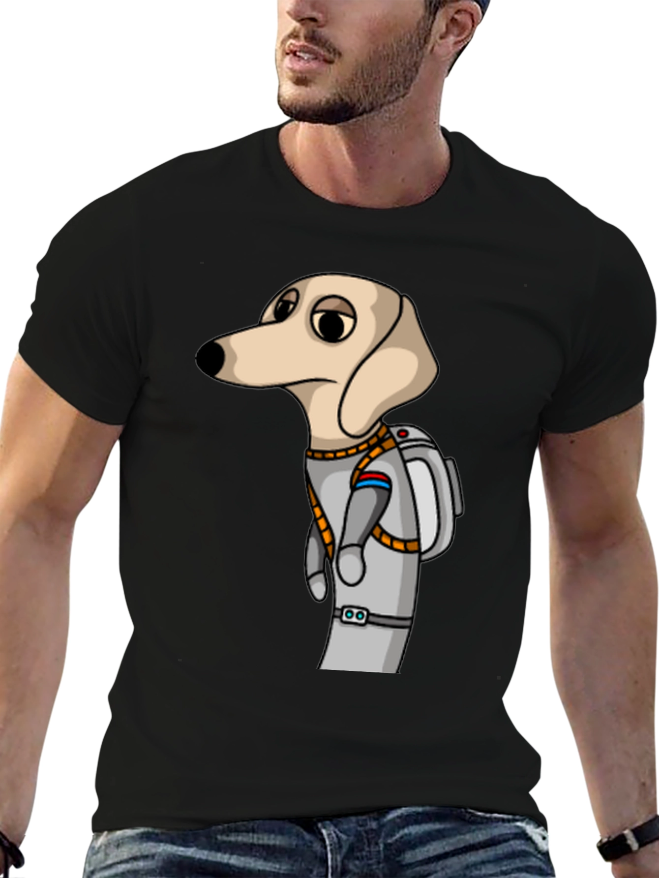 Dog Astronaut Graphic Tee - Unisex Black T-Shirt