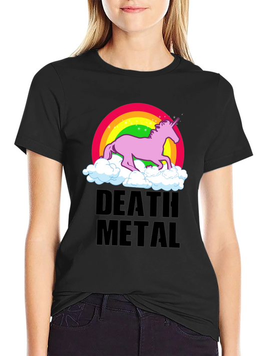Death Metal Unicorn T-Shirt - Rainbow & Clouds!