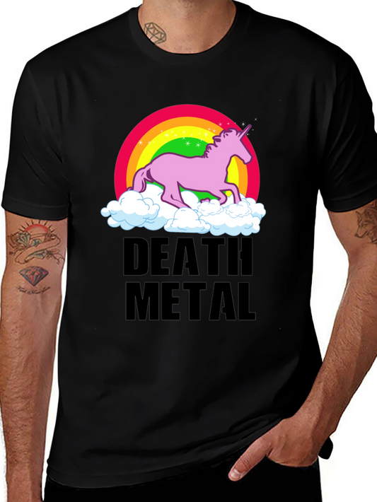 Death Metal Unicorn T-Shirt - Rainbow & Clouds!