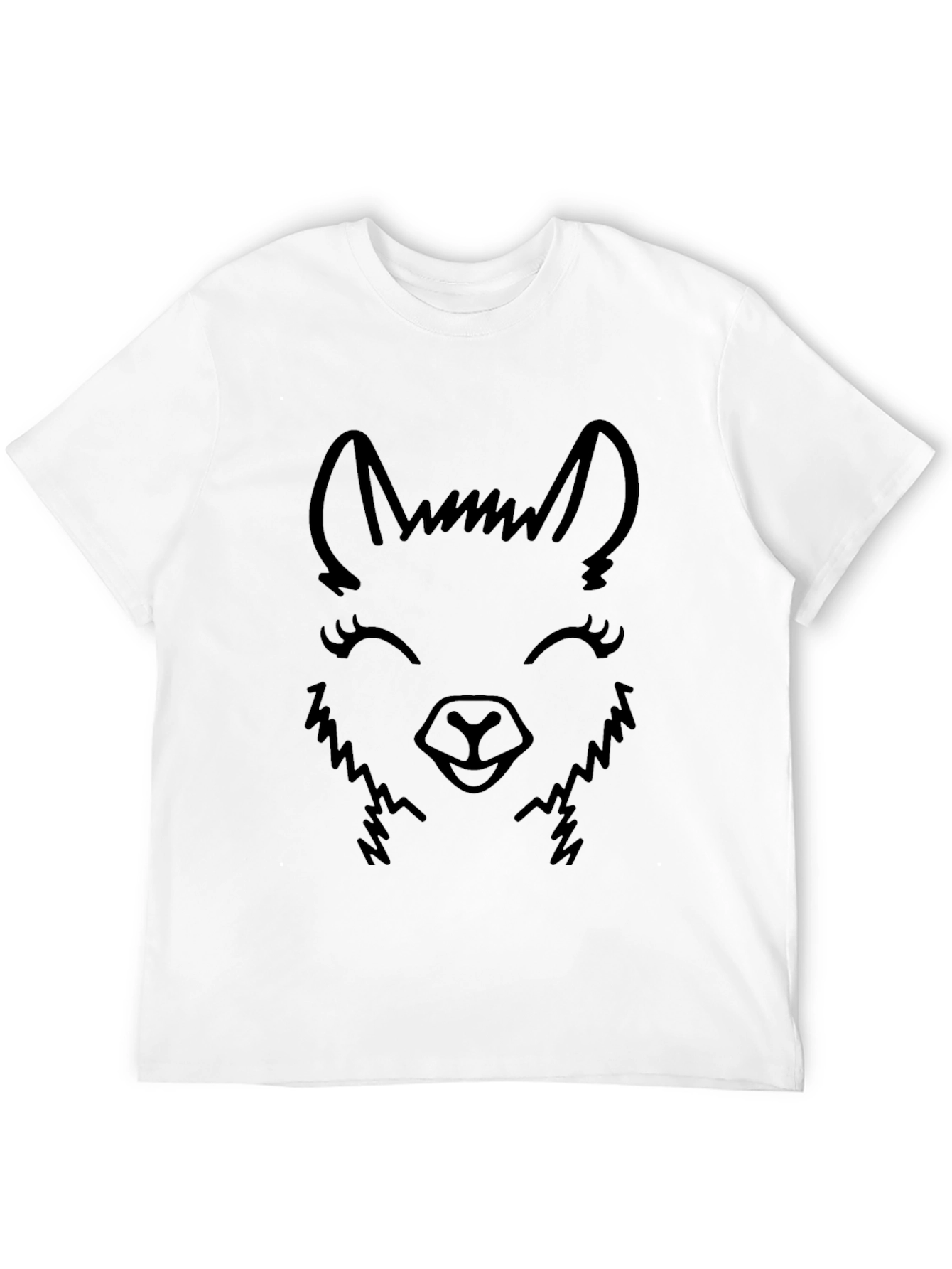 Llama Face Graphic Tee - Black Cotton Blend